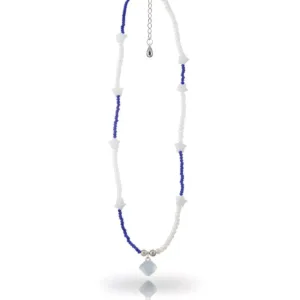 Florit Kolye Ucu – Mavi Kristal ve İnci Boncuklu El Yapımı Koruyucu Kolyе