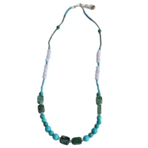 Mavi Kalsedon ve Firuze Doğaltaş Kolye – El Yapımı Enerji Dengeleyici Tasarım