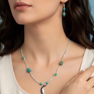 Firuze Doğaltaşlı Ay Figürlü Takı Seti | Kolye – Bileklik – Küpe